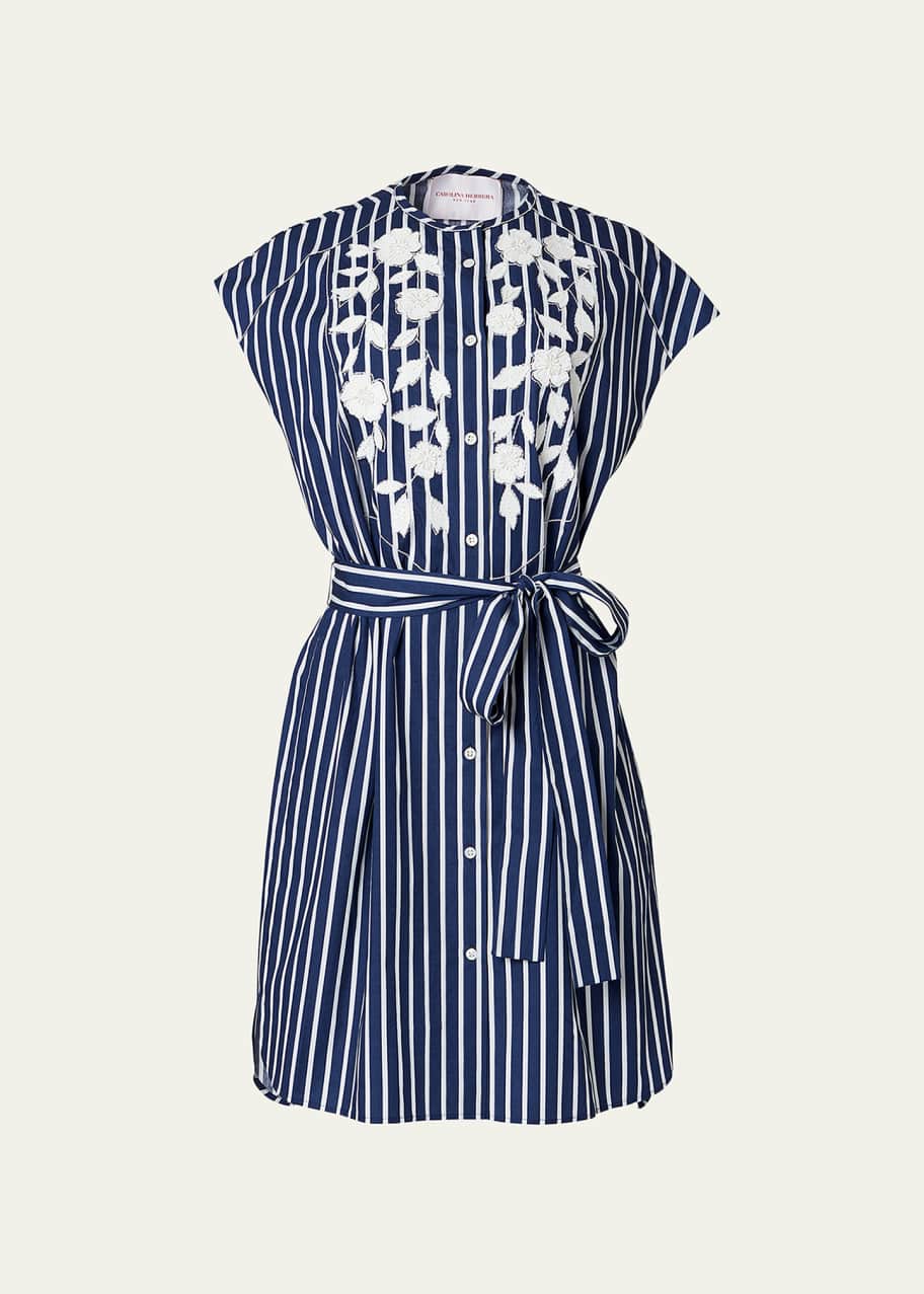 Image 1 of 1: Belted Shirtdress w/ Embroidered Detail