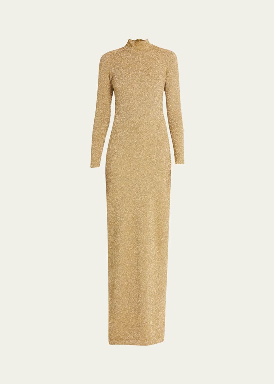 Carolina Herrera Turtleneck Metallic Knit Gown Bergdorf Goodman