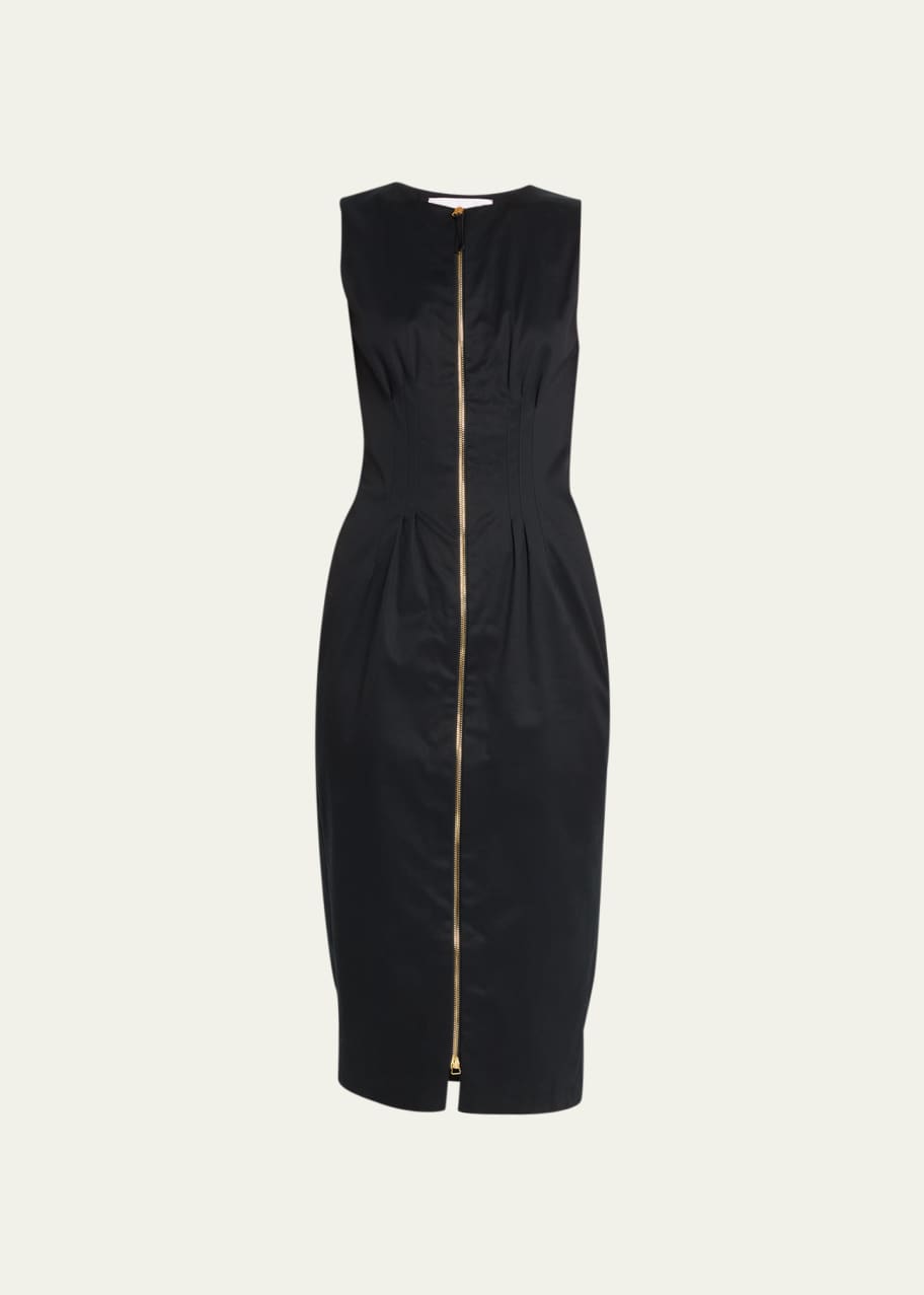 Carolina Herrera Sleeveless Zip-Front Midi Dress - Bergdorf Goodman