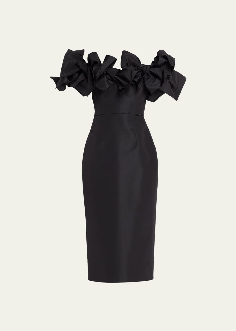 Carolina Herrera Off-Shoulder Cocktail Dress with Bow Details ...