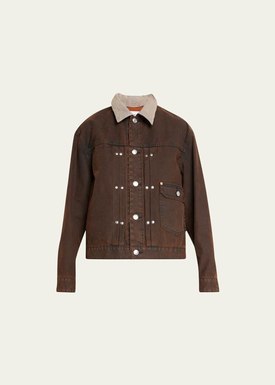 Image 1 of 1: Pleated Denim Jacket