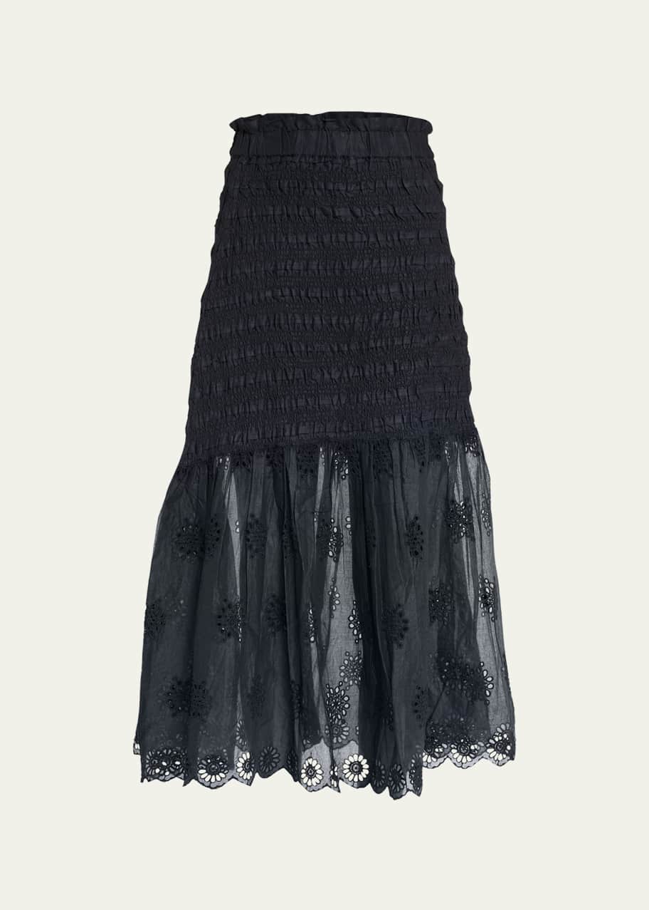 Sea BLaine Eyelet Smocked Maxi Skirt - Bergdorf Goodman, image size:912x1277