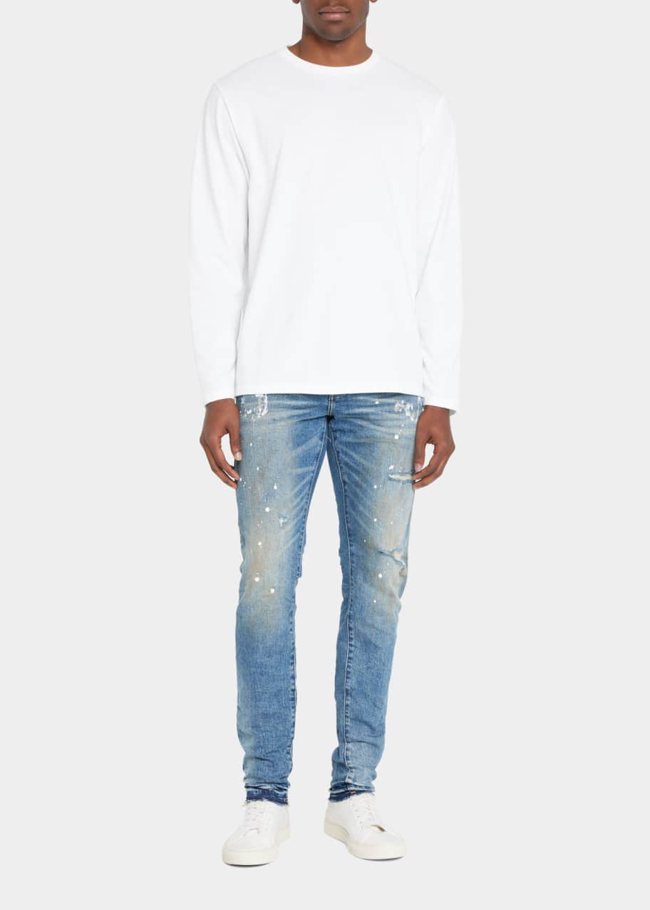 PURPLE Men's PaintSplatter Skinny Jeans Bergdorf Goodman