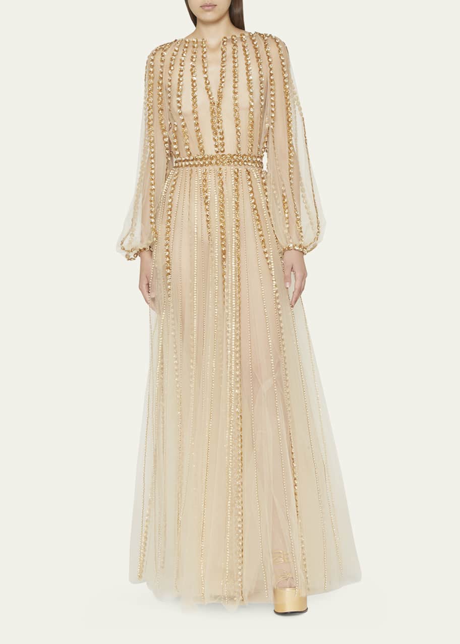 Valentino embroidered tulle gown online