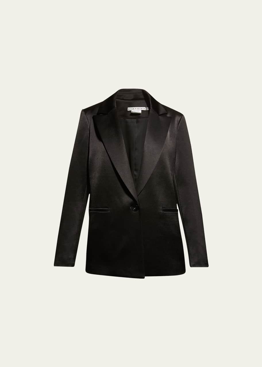 Alice + Olivia Denny Satin Bergdorf with Crystal Blazer Goodman - Boyfriend Trim