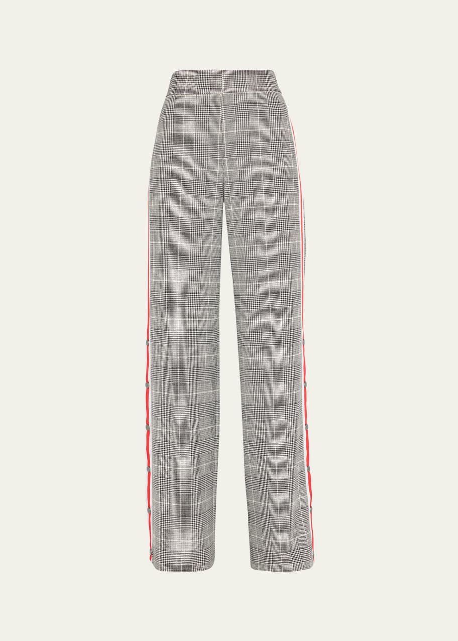 Alice + Olivia Maricruz Plaid Side-Snap Wide-Leg Pants