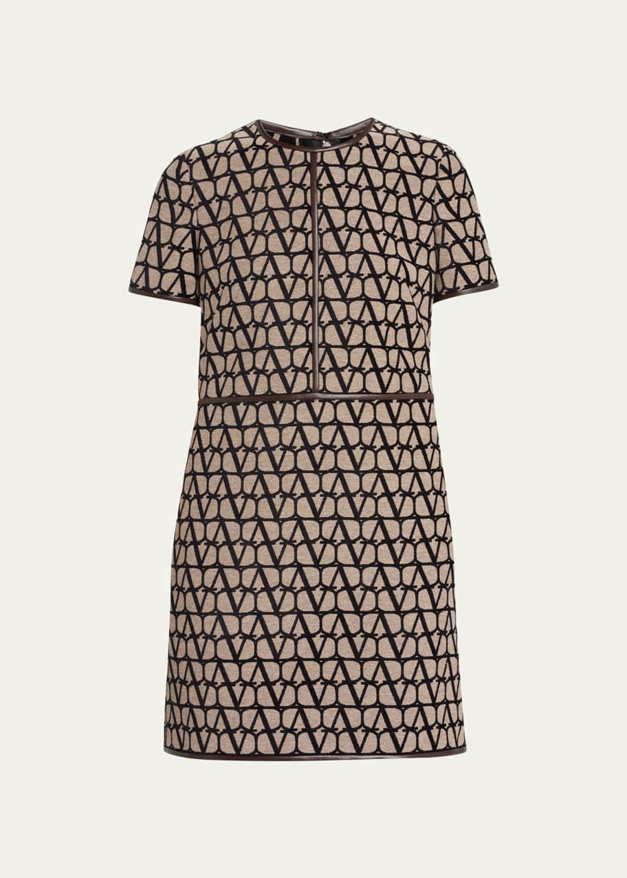 Valentino Garavani V Logo Jacquard Leather Trim Mini Dress - Bergdorf  Goodman