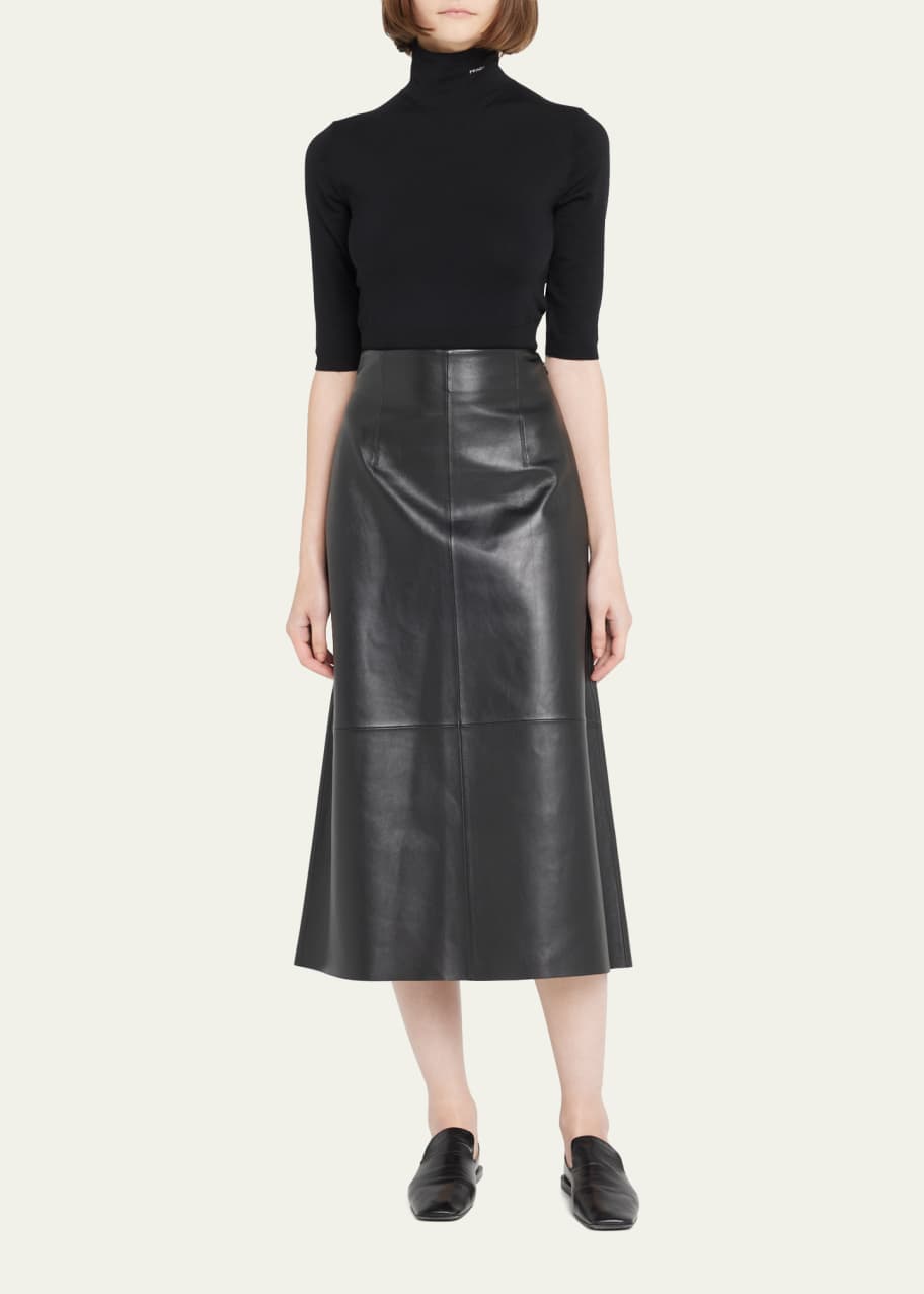 High waisted new arrivals midi skirt leather
