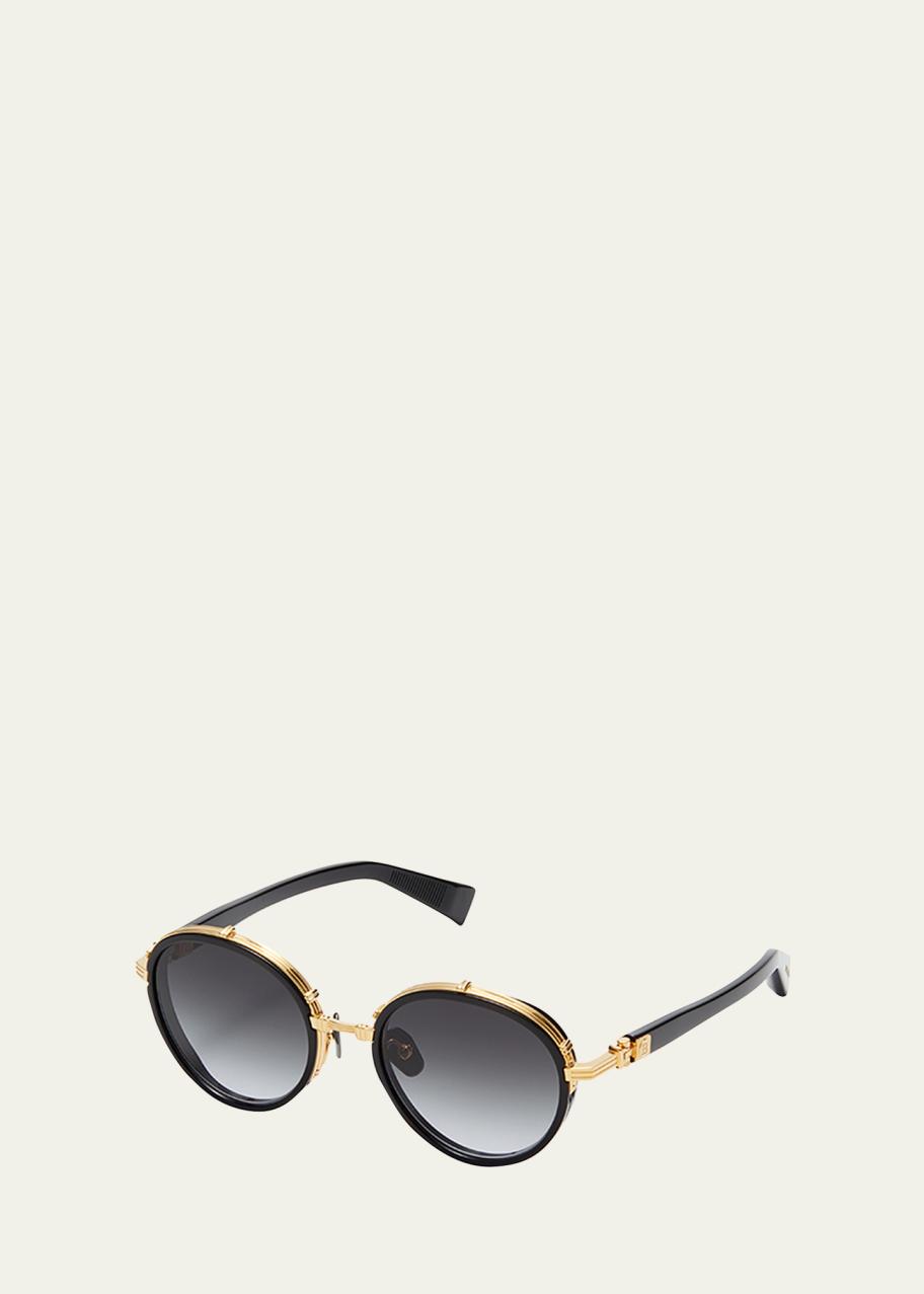 Balmain Croissy Round Titanium & Acetate Sunglasses  display picture 1