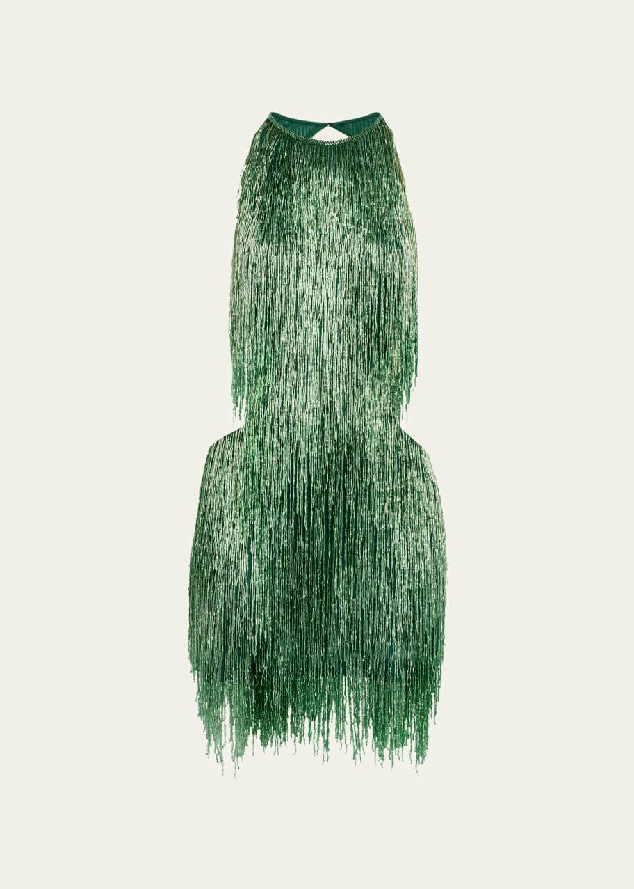 Image 1 of 1: Fringe Cutout Mini Dress