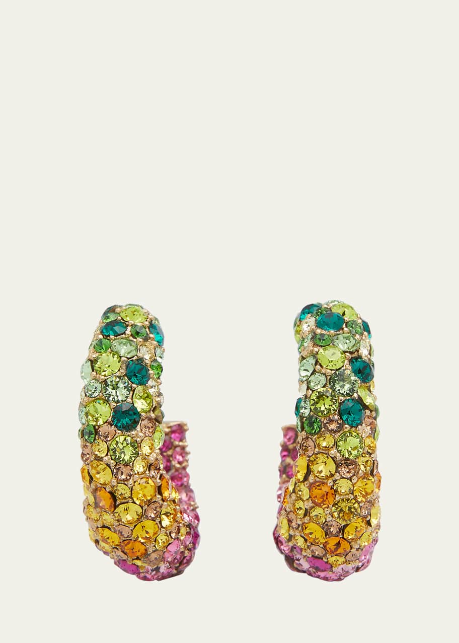 Image 1 of 1: Crystal Hoop Earrings in Rainbow