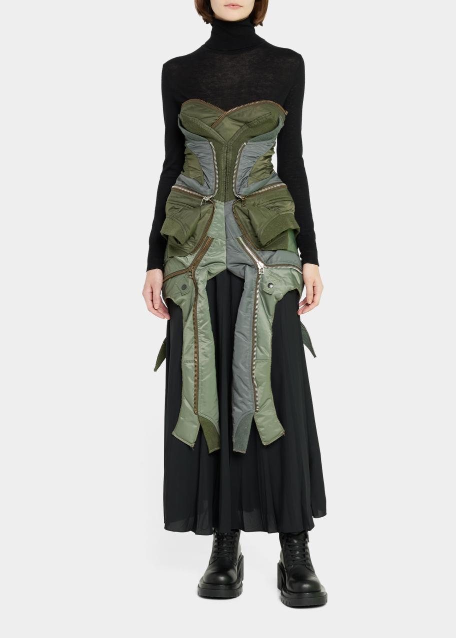 Junya Watanabe Nylon Asymmetric Corset Top - Bergdorf Goodman