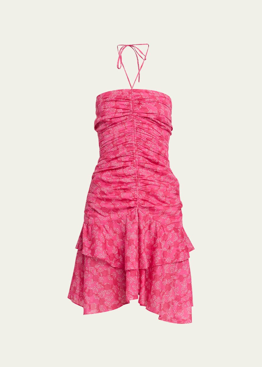 Etoile Isabel Marant Ilanka Floral Ruched Halter Dress - Bergdorf Goodman