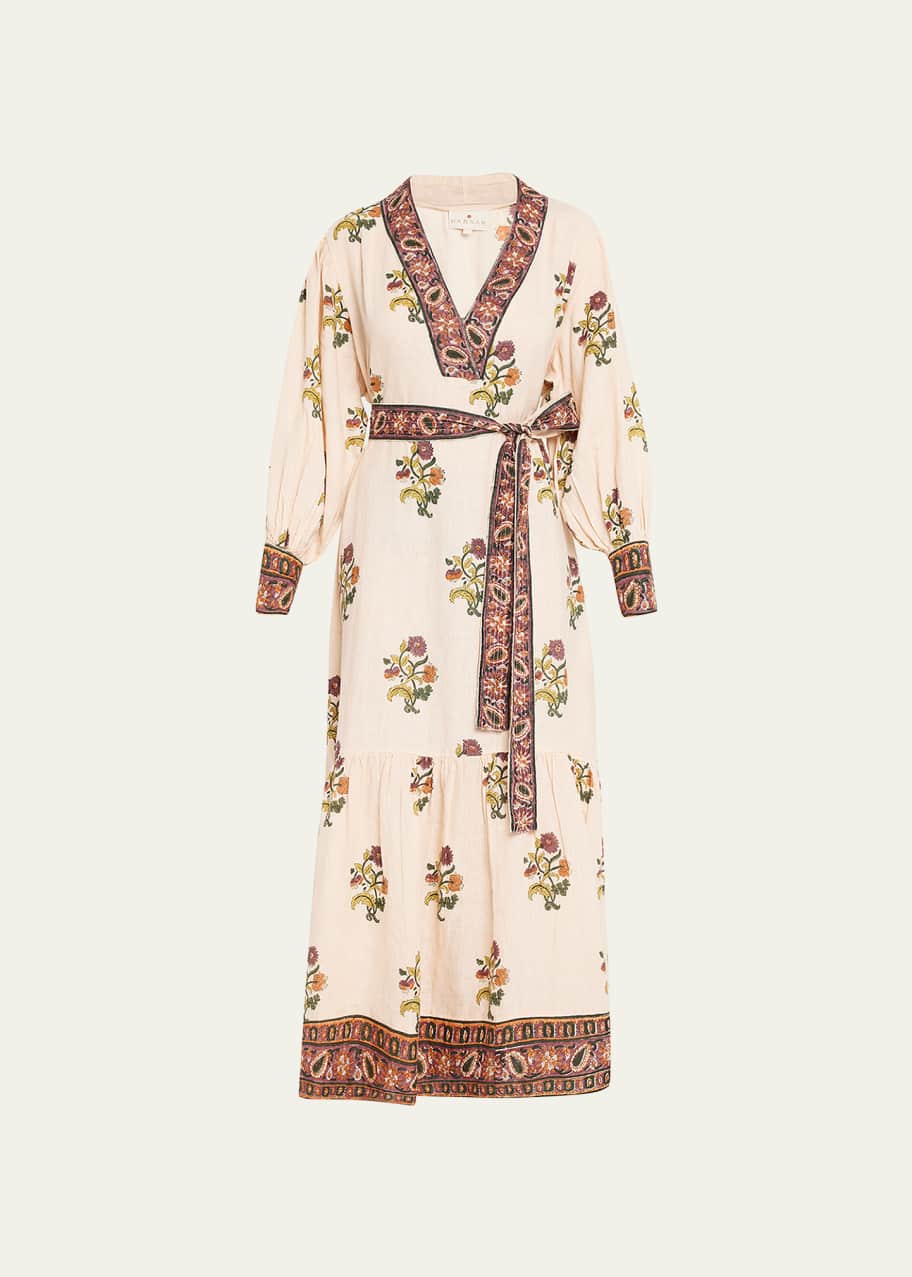 chinese dress ladies Linen Maxi Dress with A Tie Belt XXL / Muted Lavender