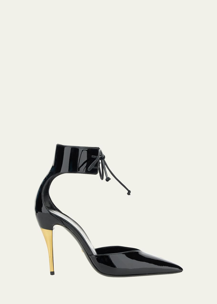 Image 1 of 1: Priscilla Ankle-Strap Patent Leather Pumps