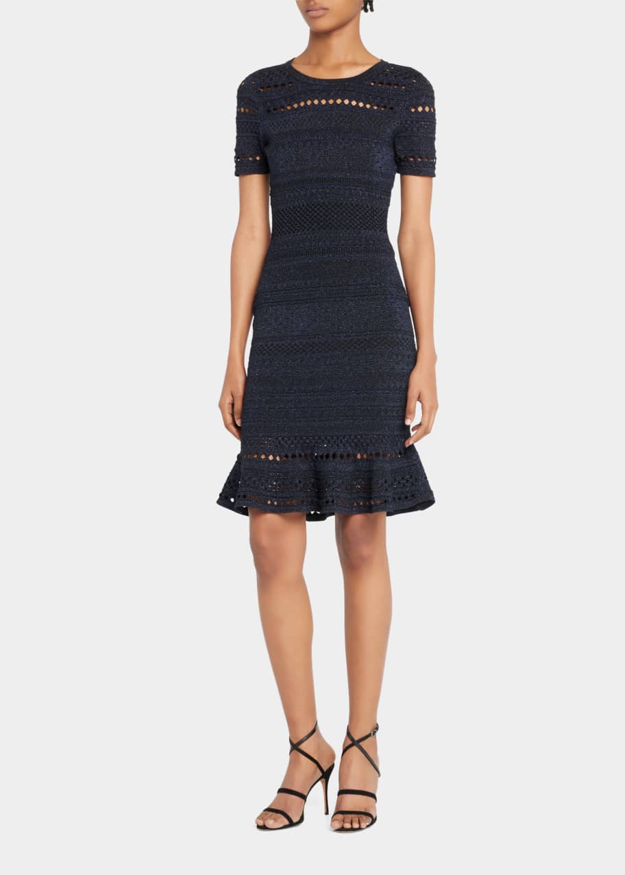 knee length dresses for ladies Amalthea Pointelle Knit Midi Dress – Elegant Knitwear M main image 1