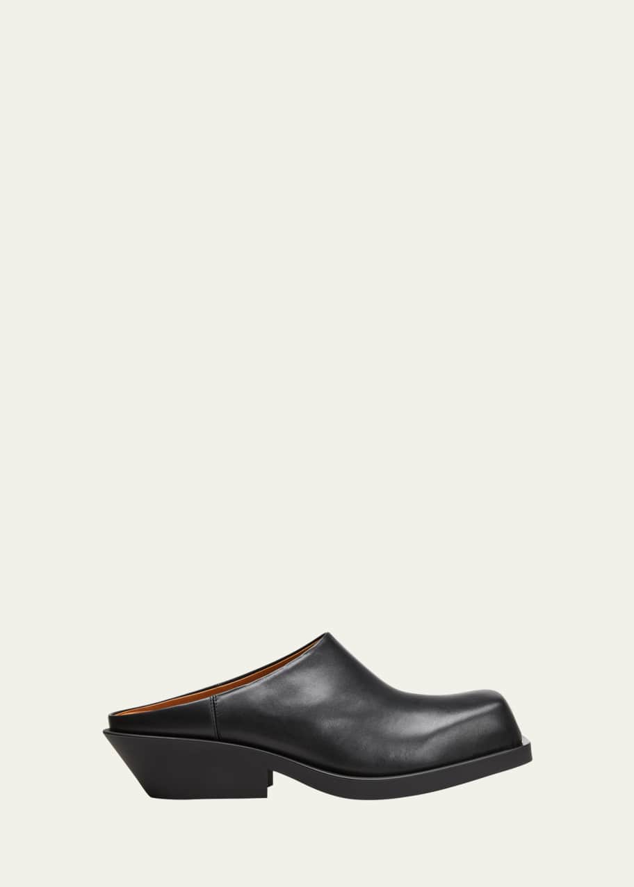 Marni Men's Sabot Square-Toe Leather Mules - Bergdorf Goodman
