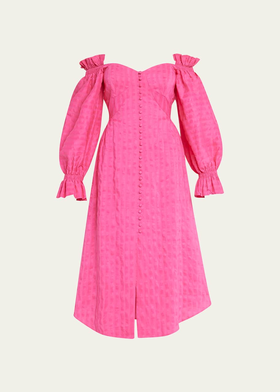 Cult Gaia Simona Off-the-Shoulder Checkered Midi Dress - Bergdorf Goodman