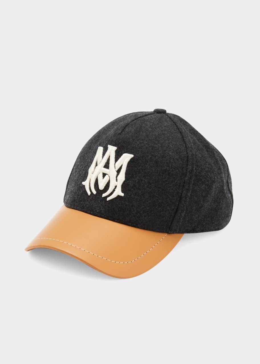 Amiri Men's Wool & Leather MA-Logo Baseball Hat - Bergdorf Goodman
