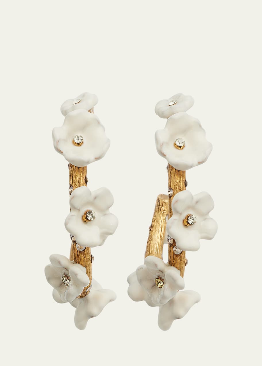 Image 1 of 1: Flower Crystal Hoop Earrings