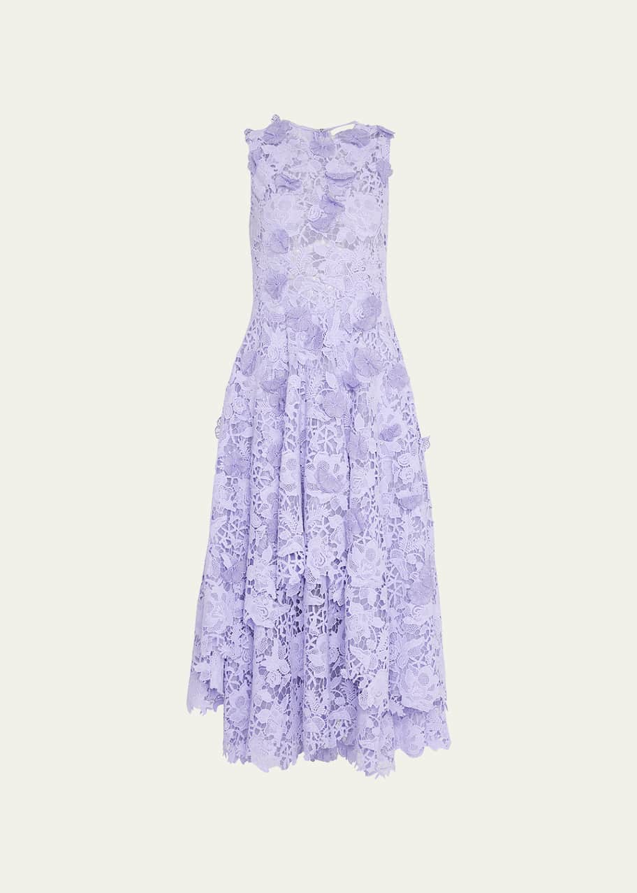knee length dresses for ladies I.H.F Tulips Guipure Lace and Silk Taffeta Lilac Gown main image 0