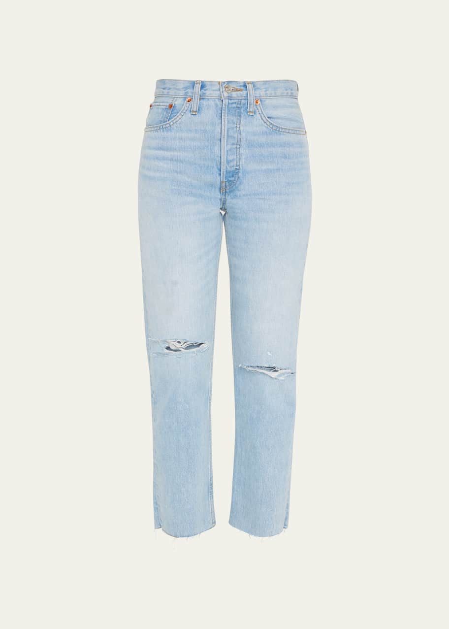 RE/DONE 70s Stove Pipe Distressed Straight Ankle Jeans - Bergdorf