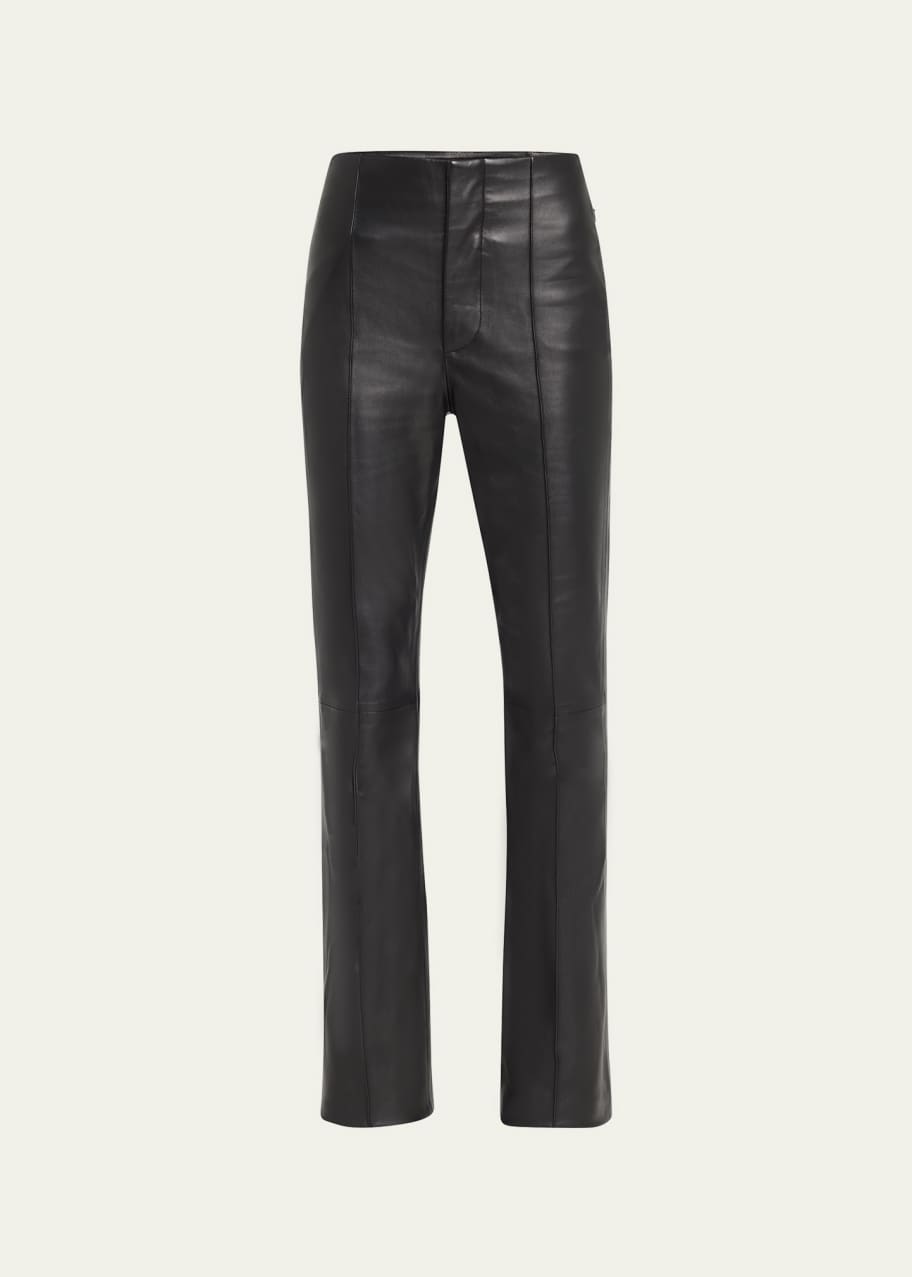 FRAME Straight Pintuck Leather Trousers - Bergdorf Goodman