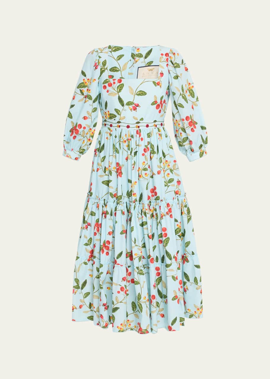Agua by Agua Bendita Miel Floral-Print Poplin Tiered Midi Dress - Bergdorf  Goodman