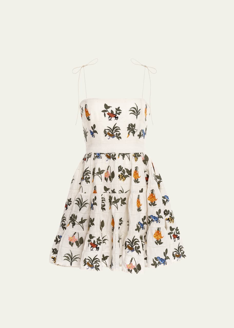 embroidered linen mini dress FARM Rio Coast Stars Off White Mini Dress Coast Stars Off White / M main image 1