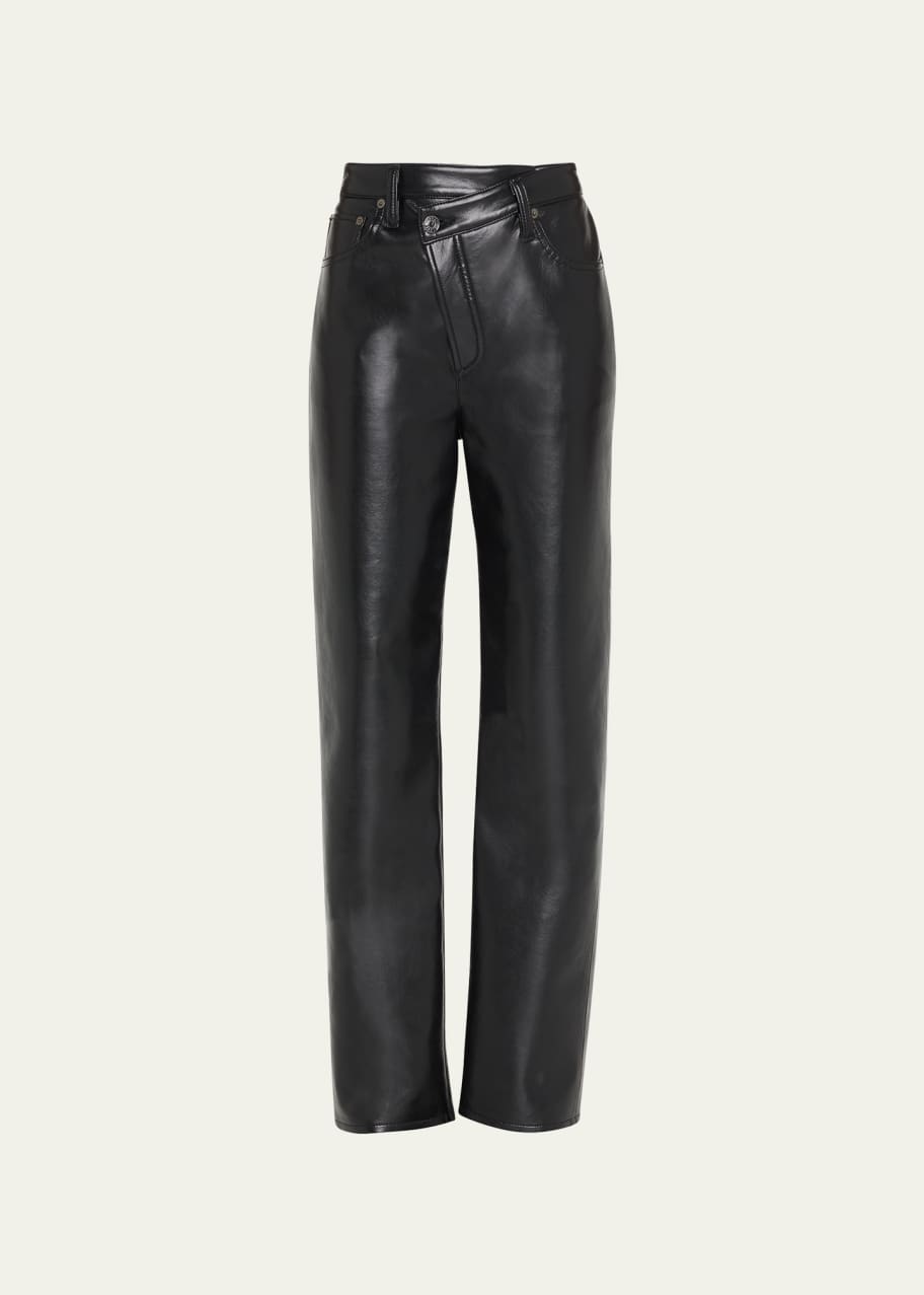 AGOLDE Crisscross Straight Leather Pants - Bergdorf Goodman