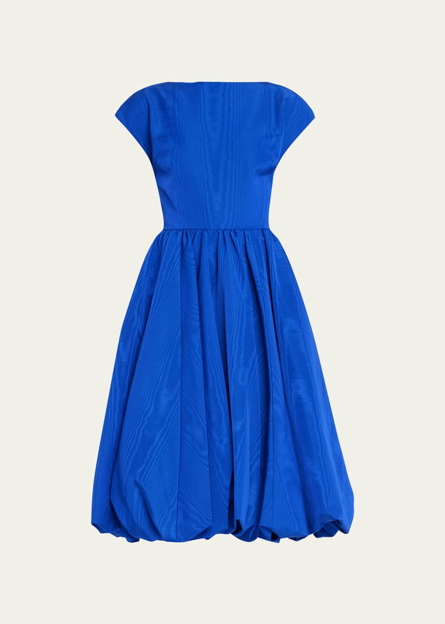 jason wu blue dress Jason Wu Black w Blue Rose Short Mesh Sleeve Midi Dress w Ruffle Accents