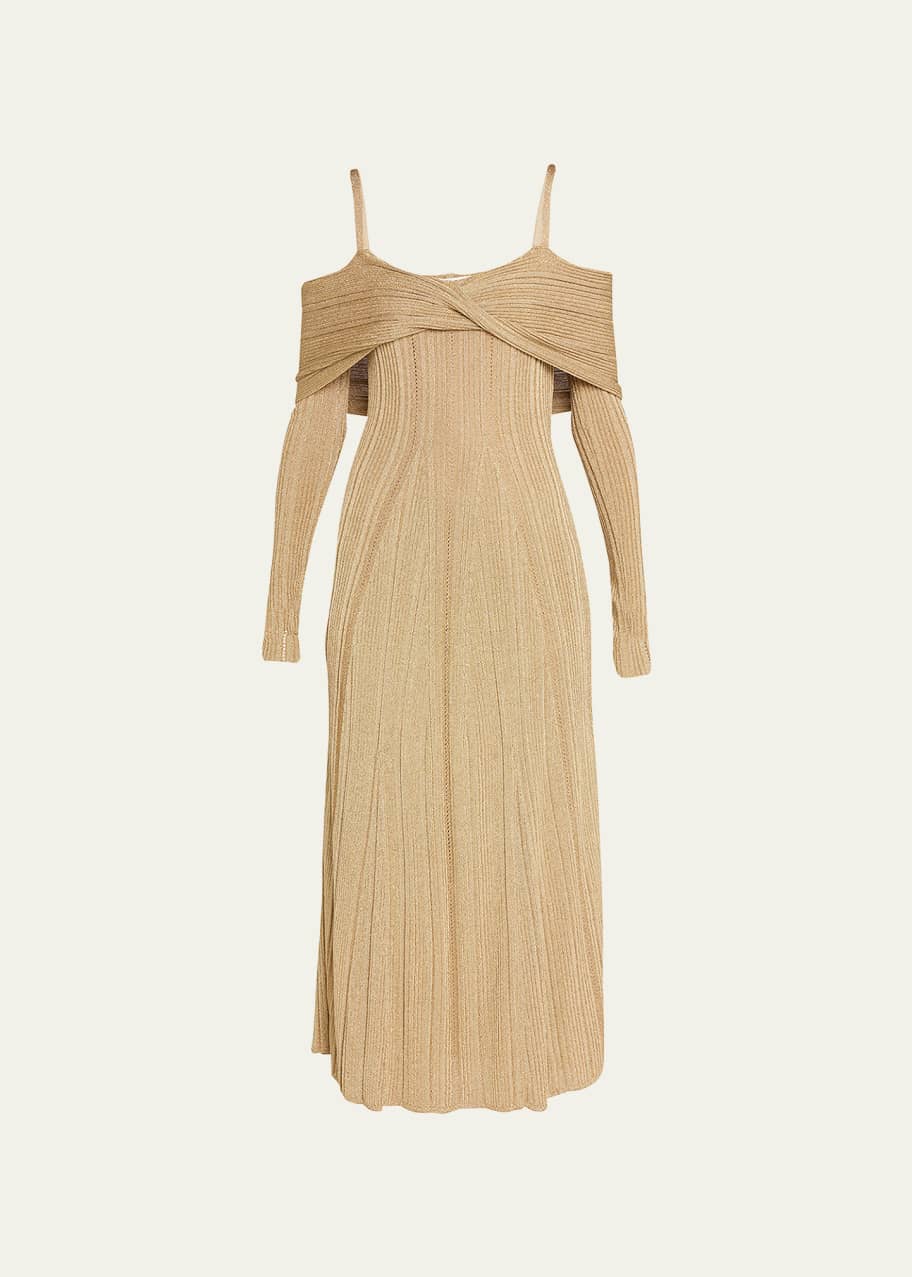 strapless open back dress Entro Cocoa Ribbed Knit Off Shoulder Midi Dress