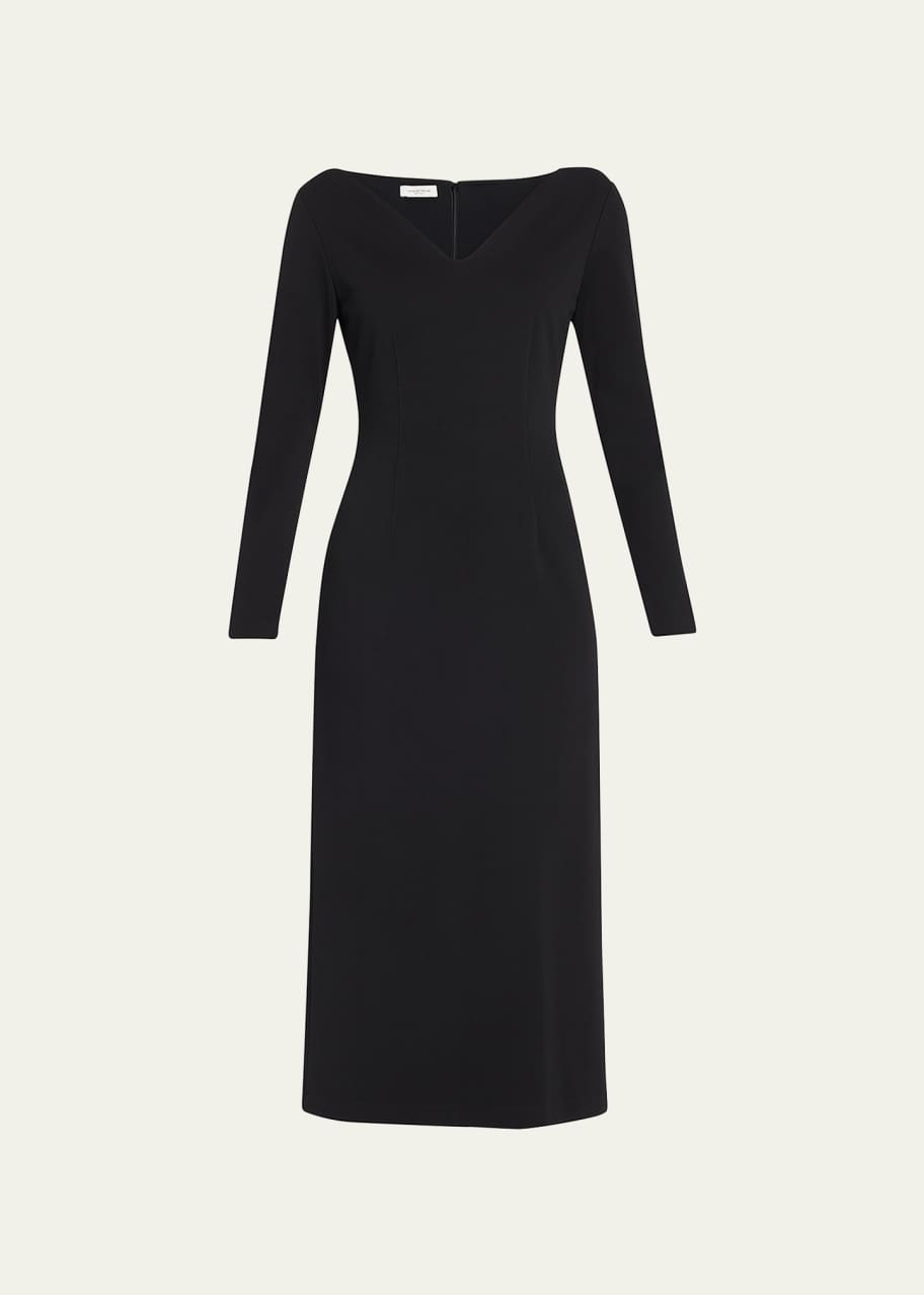 Lafayette 148 New York Long-Sleeve V-Neck Midi Dress - Bergdorf Goodman