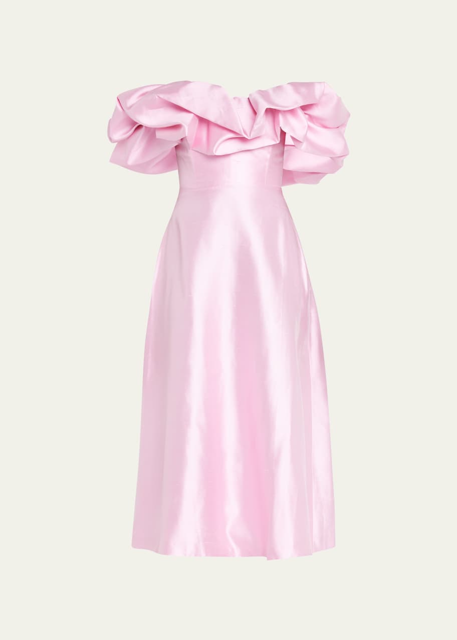 knee length dresses for ladies Margaux off-shoulder ruffled midi dress
