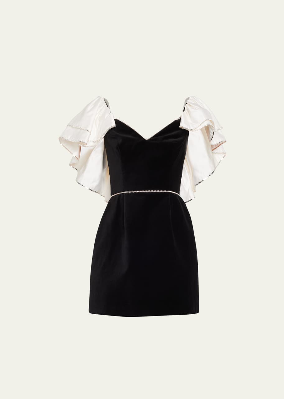 markarian mini dress Markarian Orchid Ruffle Crystal-Trim Mini Dress
