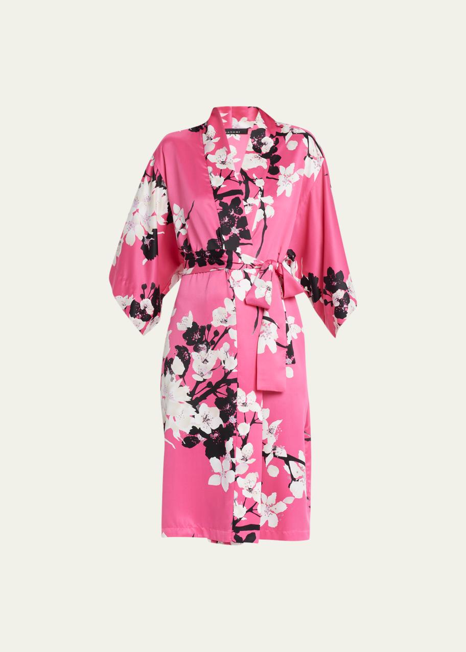 Natori Kyoto Floral-Print Charmeuse Robe - Bergdorf Goodman
