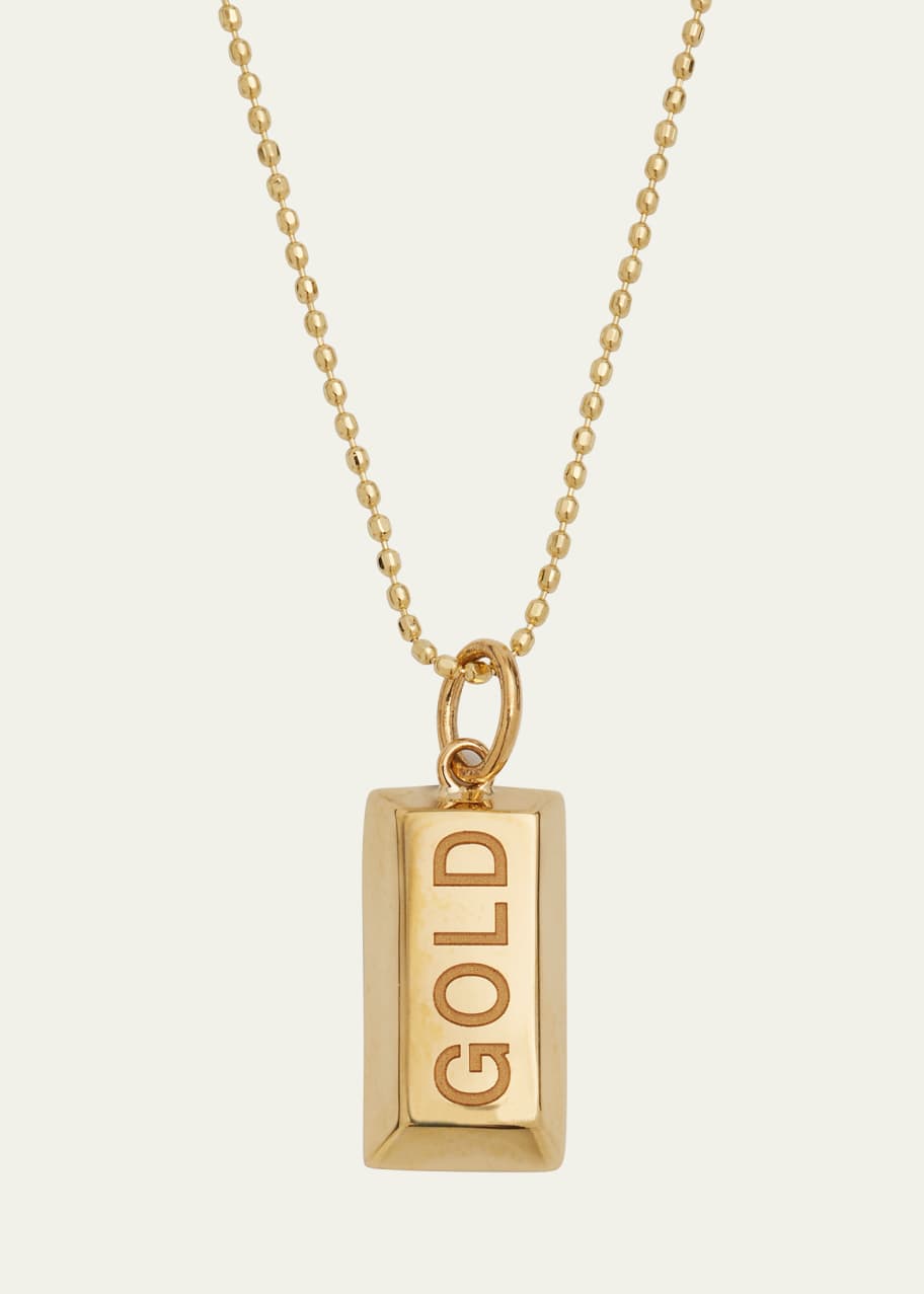 Image 1 of 1: Gold Bar Ingot Charm on Light Bolita Chain Necklace