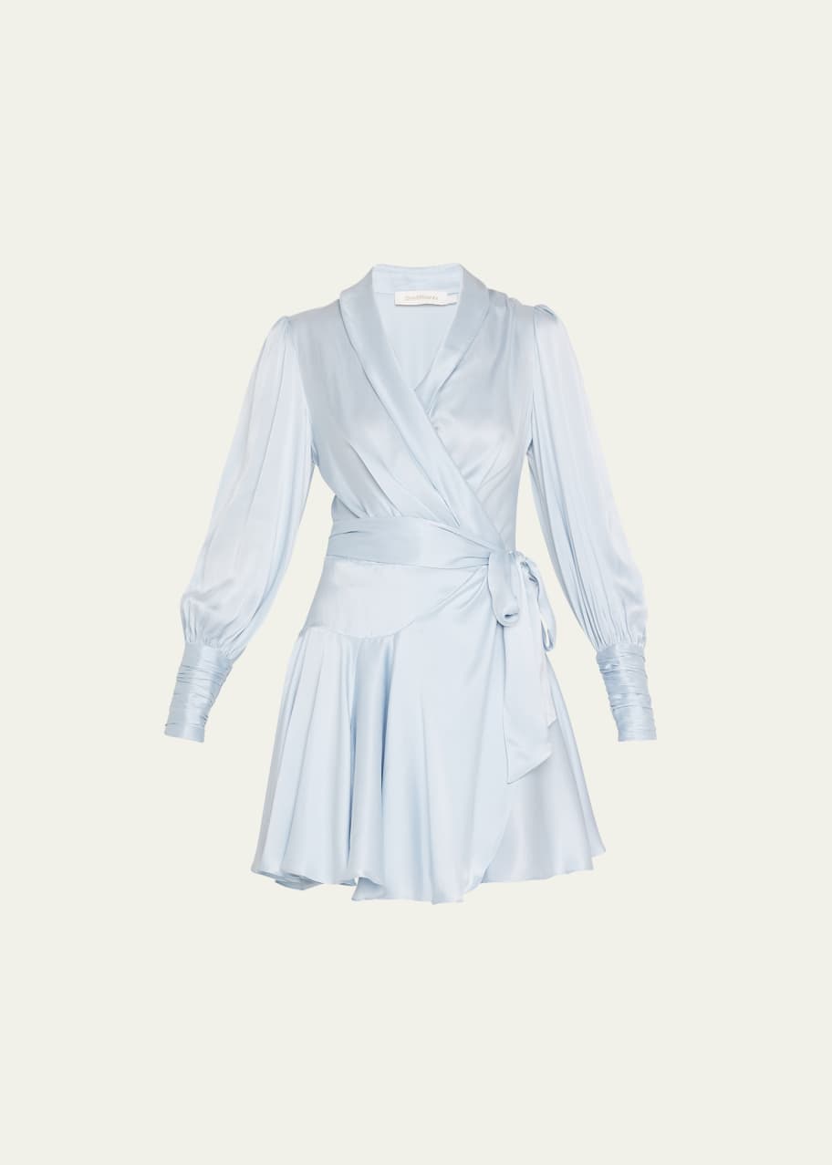 zimmermann silk wrap dress white Zimmermann Silk Wrap Mini Dress in Milk