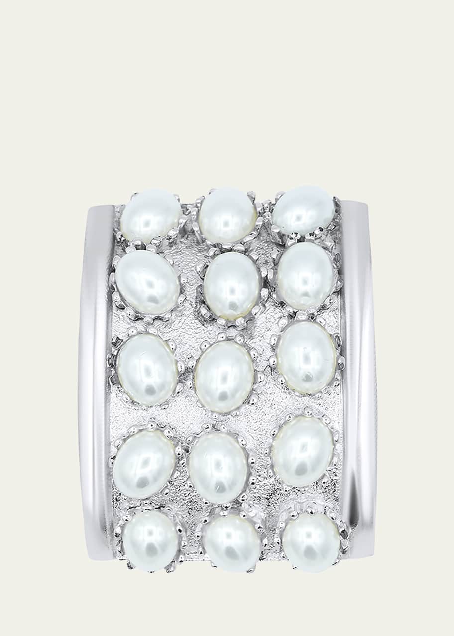 Image 1 of 1: Pearl Studded Napkin Rings, Set of 4