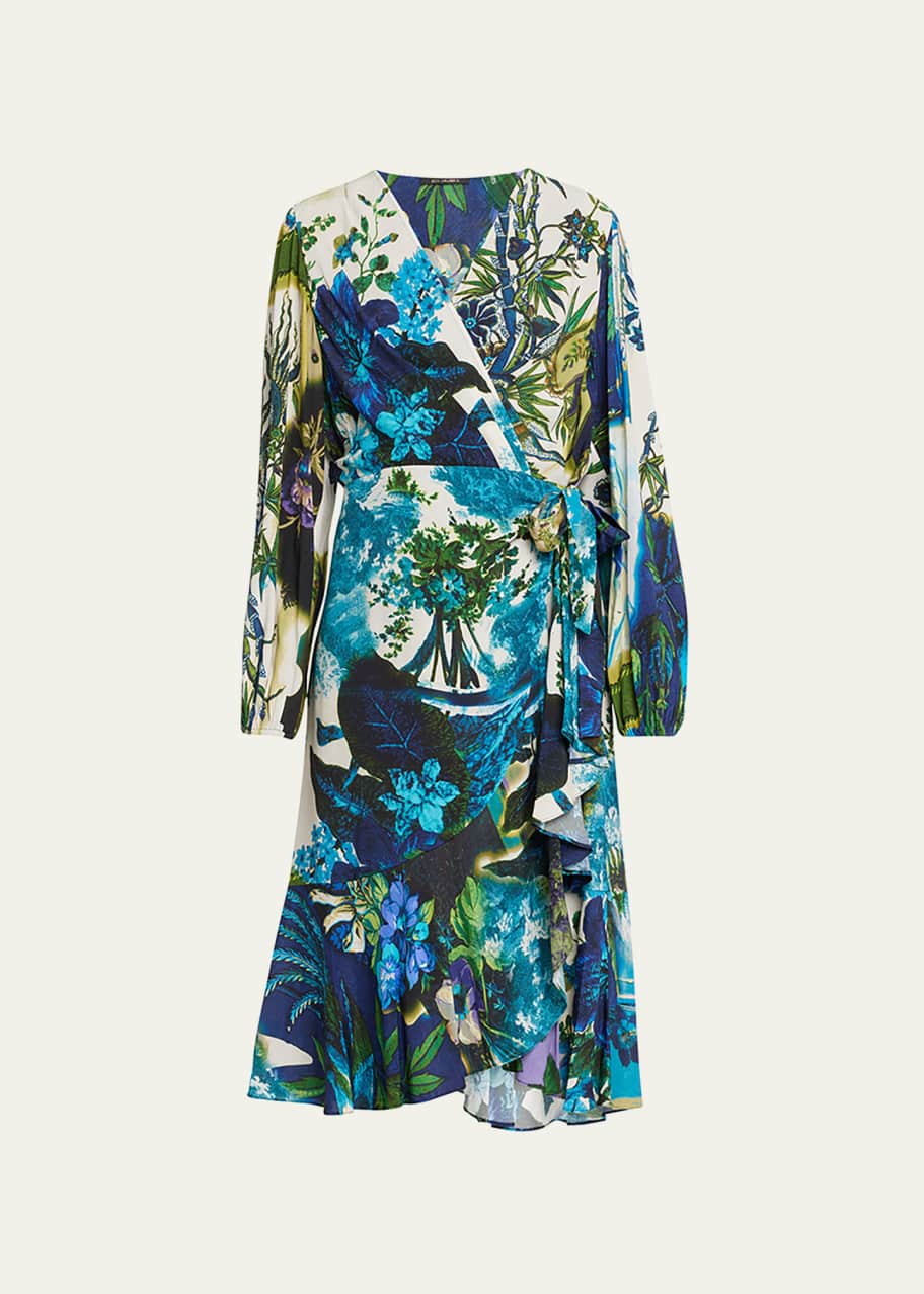 Kobi Halperin Zuri Floral-Print Blouson-Sleeve Midi Dress - Bergdorf Goodman