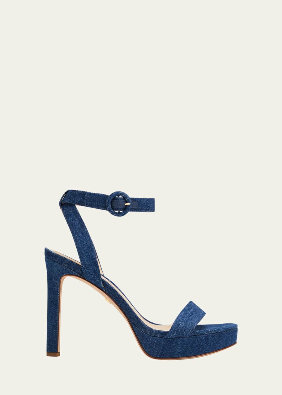 Veronica Beard Darcelle Denim Ankle Strap Sandals Bergdorf Goodman