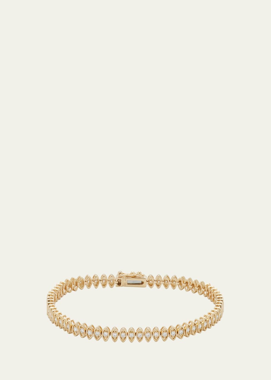Image 1 of 1: 14k Yellow Gold Diamond Marquis Tennis Bracelet