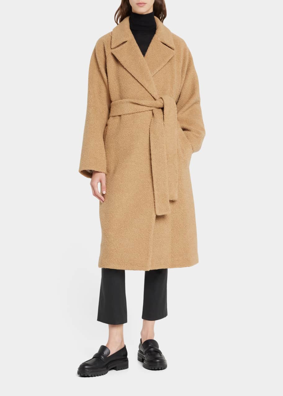 Wool Blend Belted Wrap Coat