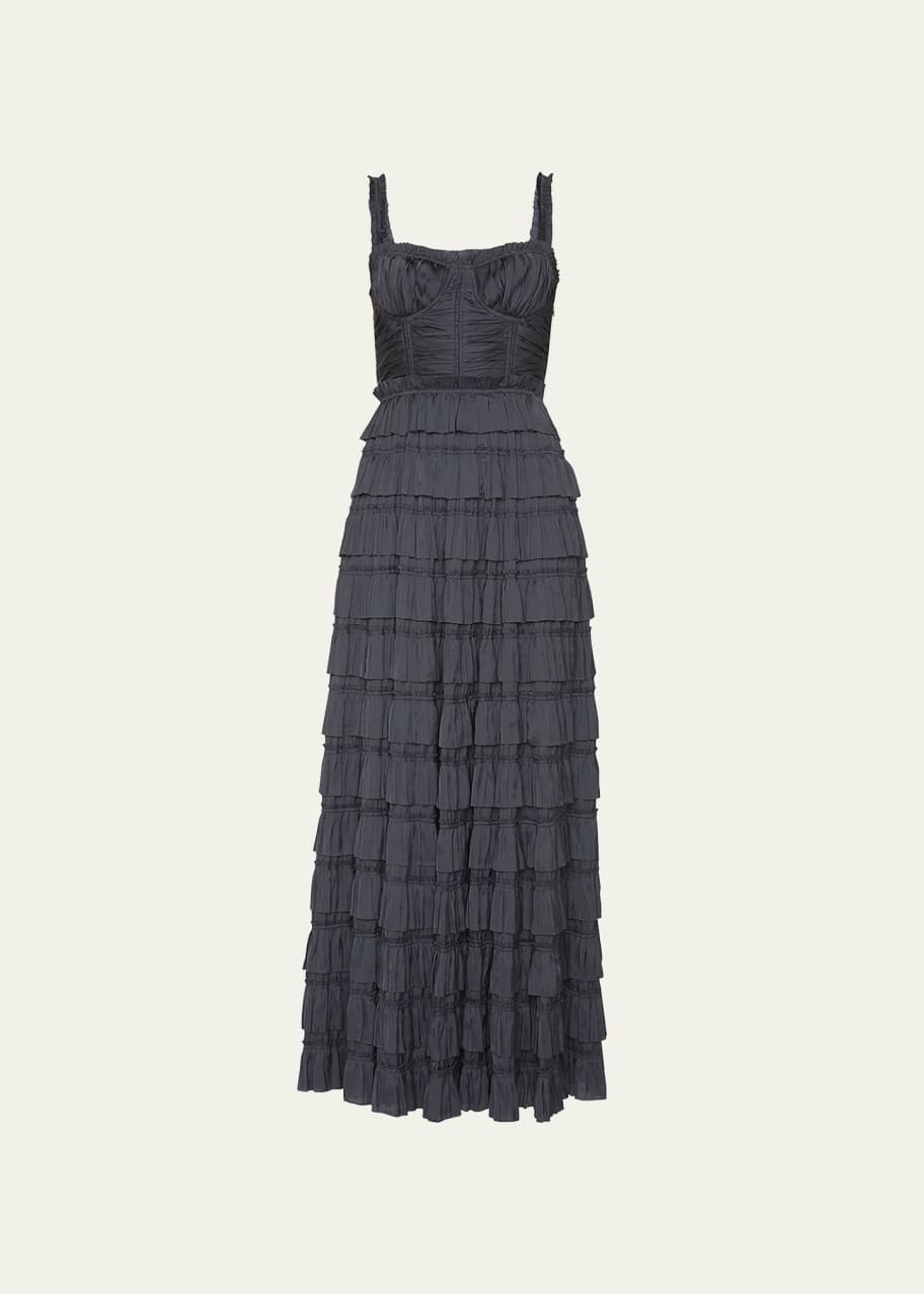 Ulla Johnson Camille Pleated Tiered Ruffle Gown - Bergdorf Goodman