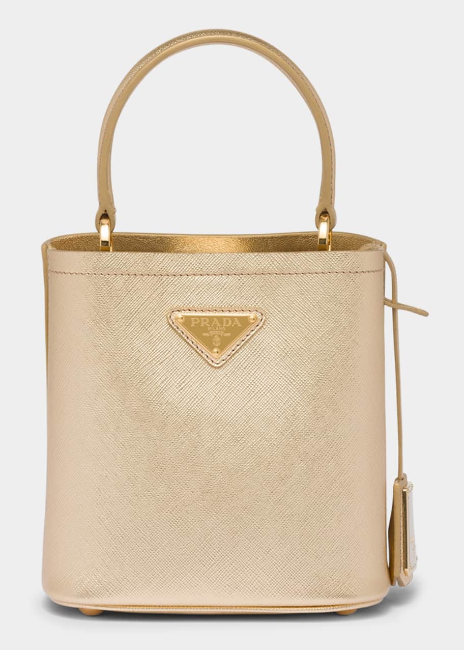 Metallic Leather Top Handle Bag