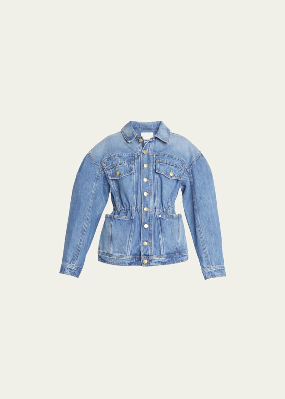 Cinched waist denim jacket on sale