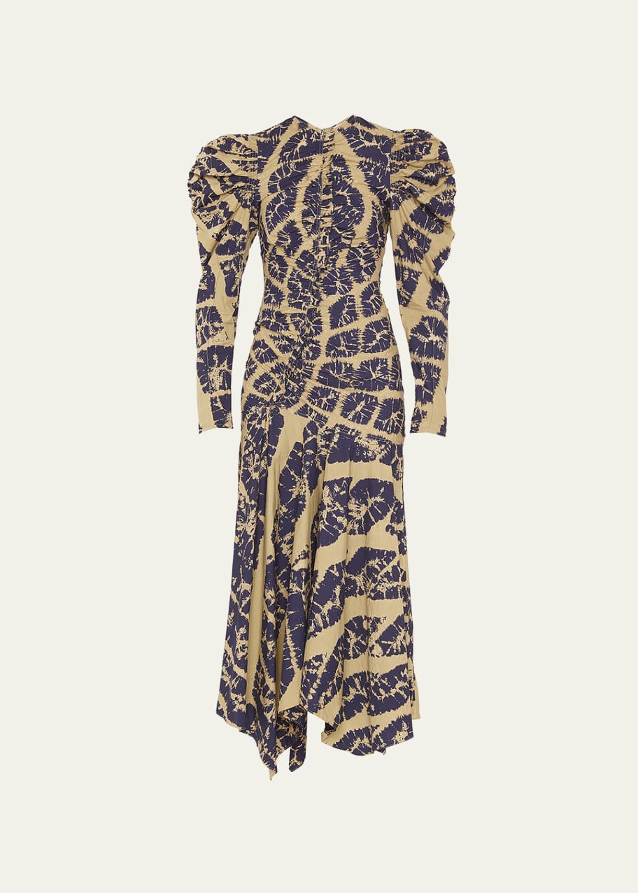 Ulla Johnson Priyanka Hand Dyed Diamond Shibori Cotton Maxi Dress