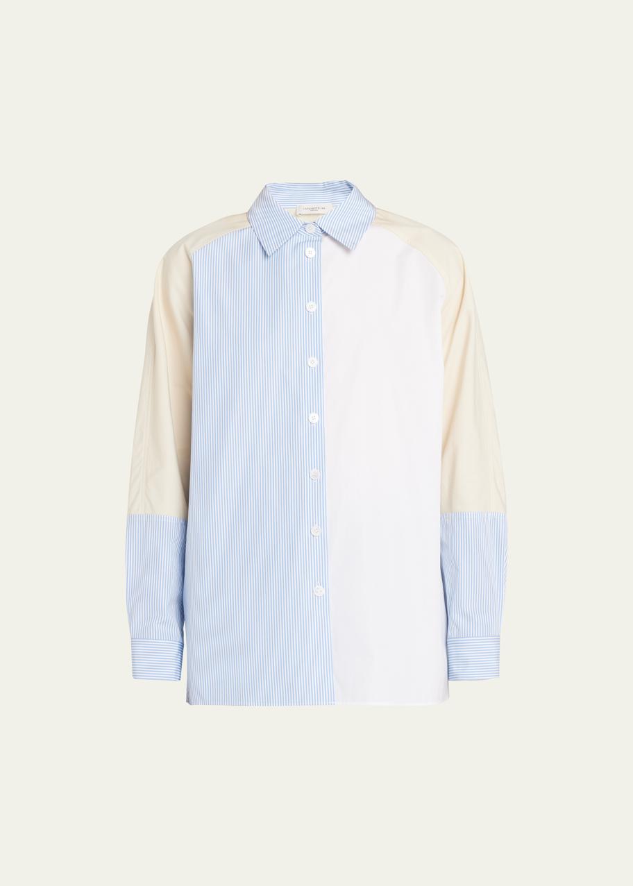 Lafayette 148 New York Striped Colorblock Button-Down Shirt - Bergdorf ...