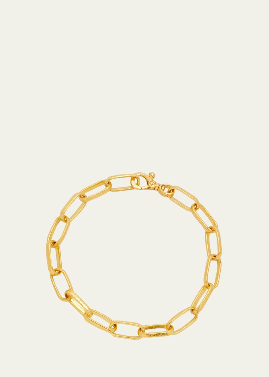 Image 1 of 1: Men's Hammered 24K Gold Cable Chain Bracelet