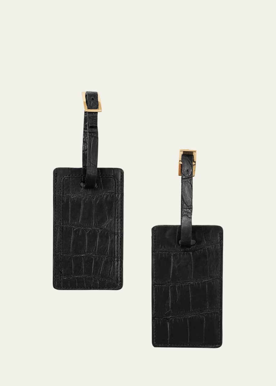 Image 1 of 1: Alligator Leather Luggage Tag, Set of 2